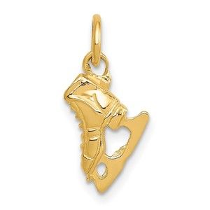 14k Yellow Gold  3D Ice Skate Necklace Charm Pendant